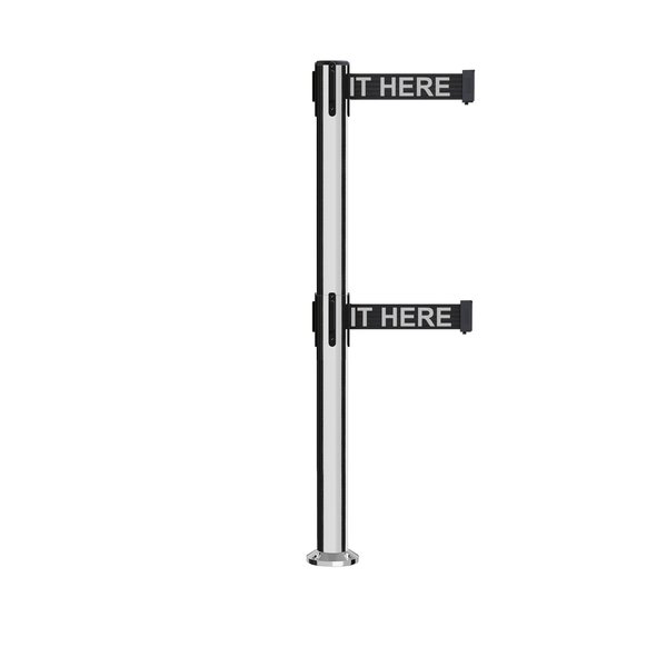 Montour Line Stanchion Dual Belt Barrier Fixed Base Pol.Steel Post 7.5ftWait..Belt MX630DF-PS-PLEAWBW-75